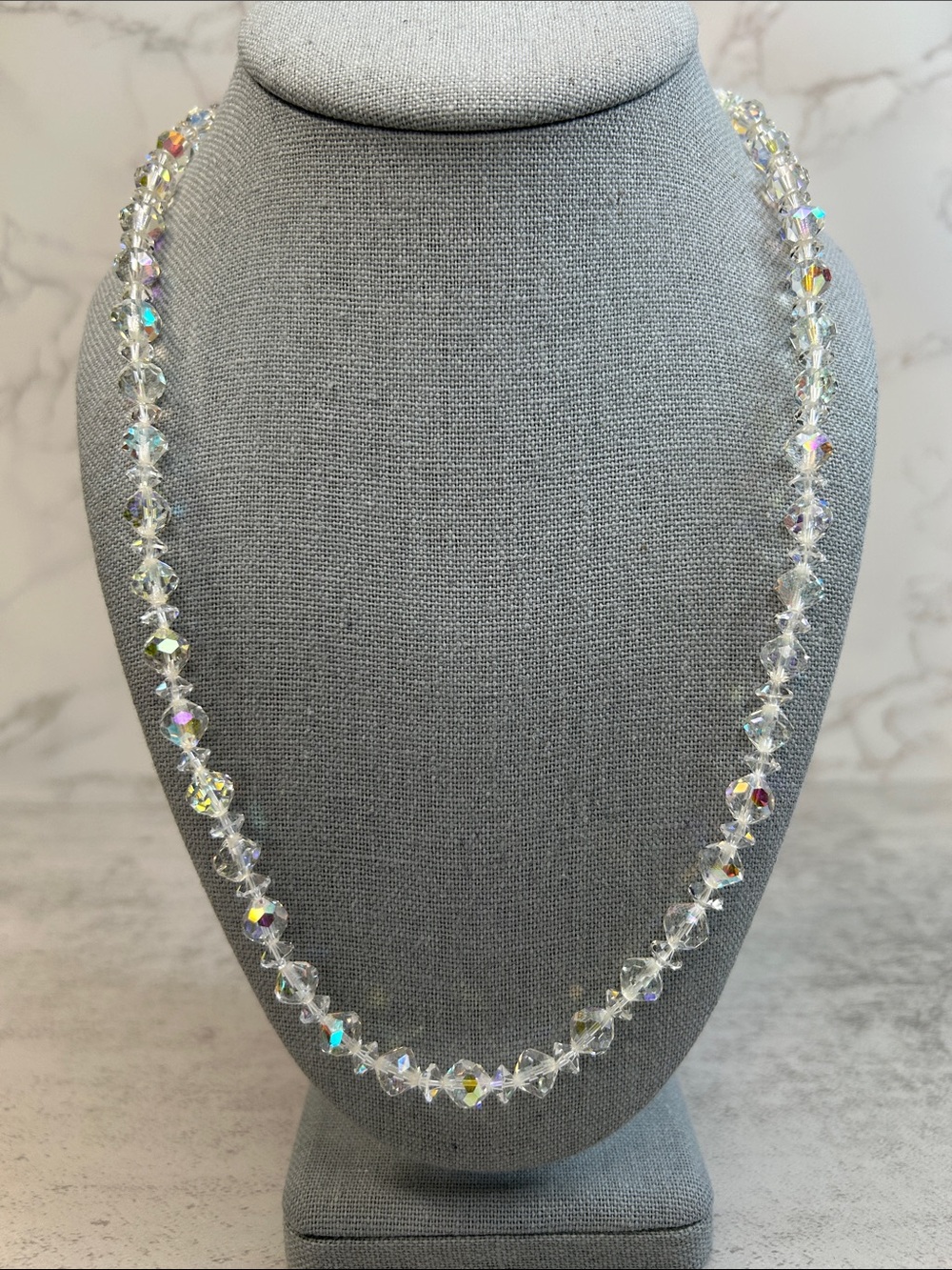 Vintage Aurora Borealis Crystal Bead Necklace - Picture 4 of 7